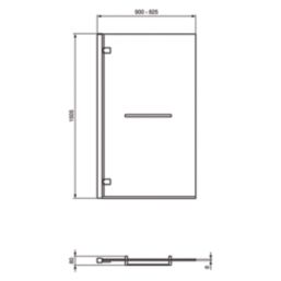 Ideal Standard i.life Frameless Silver Hinged Bath Screen w/ Towel Rail Left-Handed 900-925mm x 1505mm
