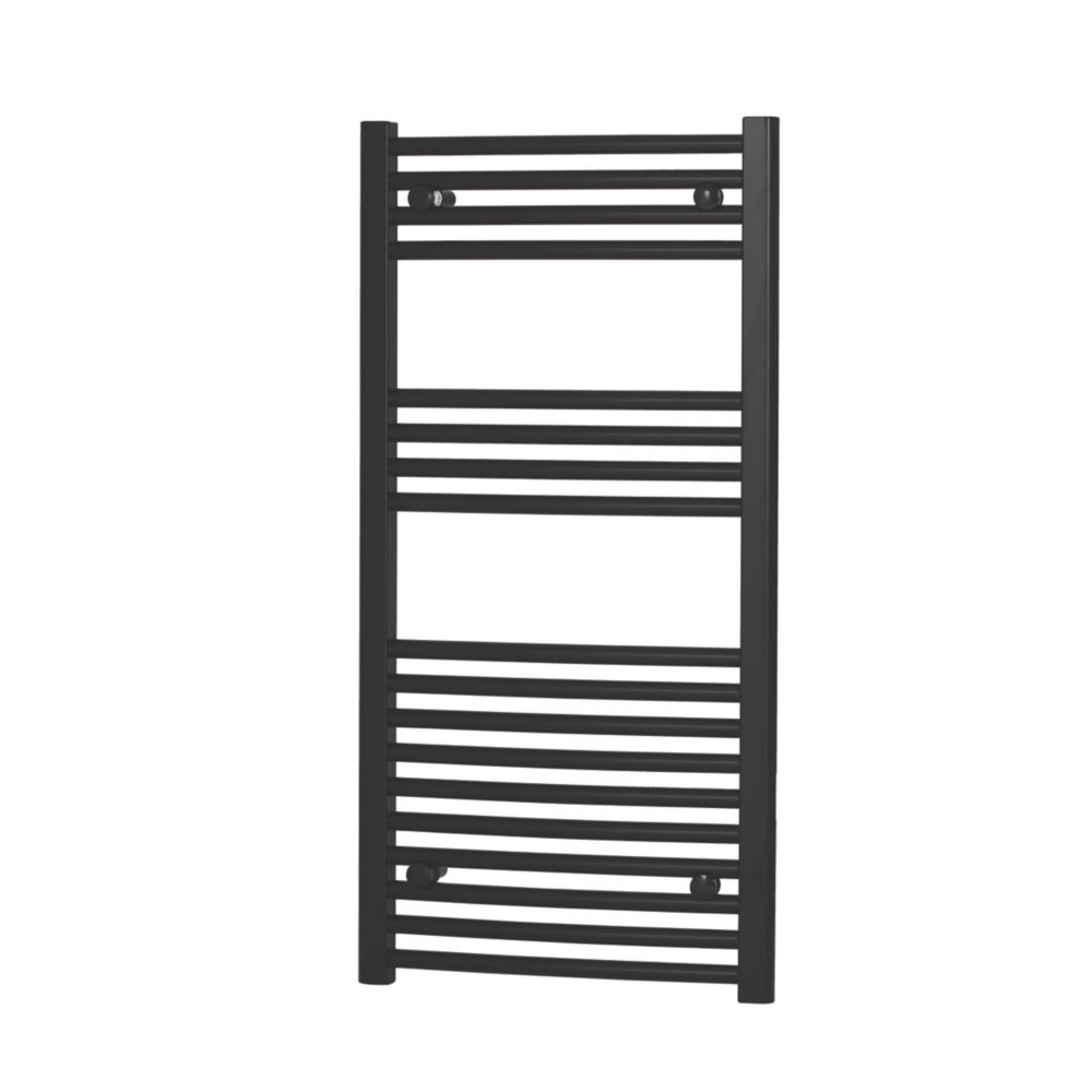 Flomasta 1000mm x 500mm 1546BTU Black Curved  Towel Radiator