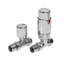 Towelrads  15mm x 1/2" Chrome Straight Modern Thermostatic Radiator Valve & Lockshield