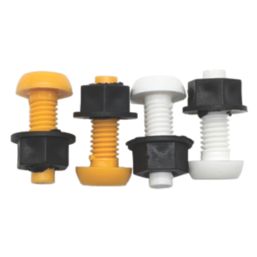 Pearl Consumables  Slotted  Yellow/White Number Plate Nylon Screws & Nuts 4 Piece Set