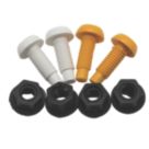 Pearl Consumables  Slotted  Yellow/White Number Plate Nylon Screws & Nuts 4 Piece Set