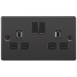 LAP  13A 2-Gang SP Switched Plug Socket Black Nickel  with Black Inserts 5 Pack