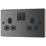 LAP  13A 2-Gang SP Switched Plug Socket Black Nickel  with Black Inserts 5 Pack