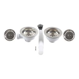 1.5/2 Bowl Kitchen Sink Waste Kit Polished Stainless Steel 114mm