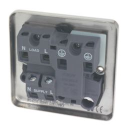 Hager Sollysta WRSSU83FOBSB 13A Switched Fused Spur & Flex Outlet  Brushed Steel with Black Inserts