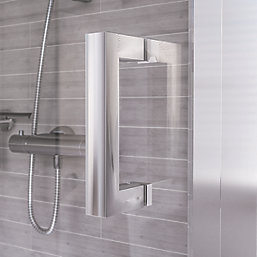 Aqualux Edge 8 Semi-Frameless Rectangular Shower Enclosure Reversible Left/Right Opening Polished Silver 1400mm x 900mm x 2000mm