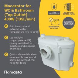 Flomasta  Macerator WC & Bathroom Top Outlet 400W 220-240V