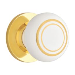 Designer Levers  Door Knob on Brass Base 60mm Pair White