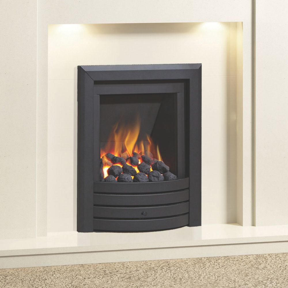 Be Modern Design Black Rotary Control Inset Gas Manual Fire 510mm x