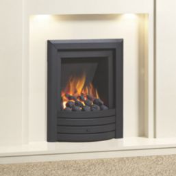 Be Modern Design Black Rotary Control Inset Gas Manual Fire 510mm x 123mm x 605mm