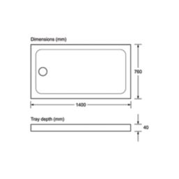 Mira Flight Low Rectangular Shower Tray White 1400mm x 760mm x 40mm
