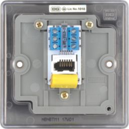 British General Nexus Metal 1-Gang Master Telephone Socket Black Nickel