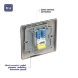 British General Nexus Metal 1-Gang Master Telephone Socket Black Nickel