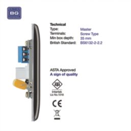 British General Nexus Metal 1-Gang Master Telephone Socket Black Nickel