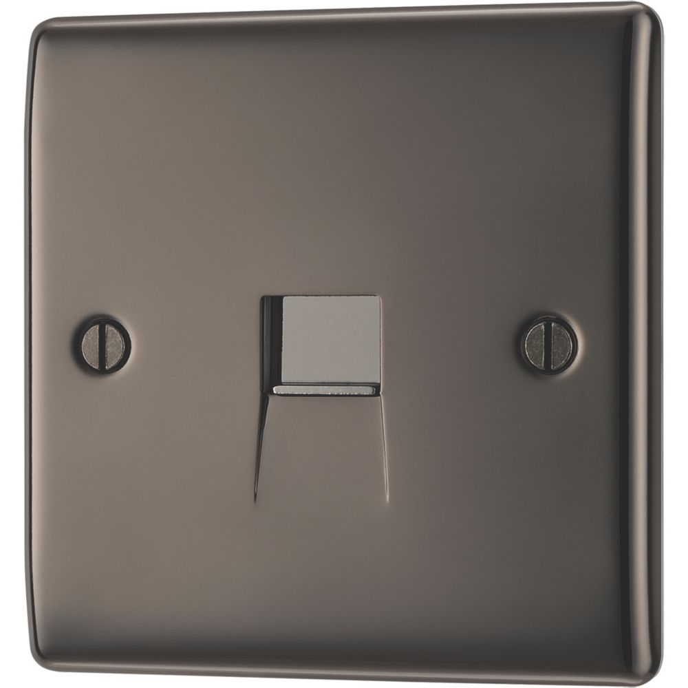 British General Nexus Metal 1-Gang Master Telephone Socket Black Nickel