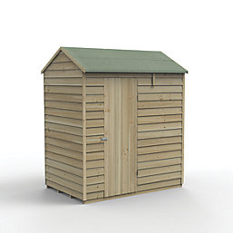 Forest 4Life 6' x 4' (Nominal) Reverse Apex Overlap Timber Shed with Base & Assembly