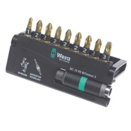 Wera Bit-Check 1/4" Hex Shank PZ BiTorsion Extra-Hard Screwdriver Bit Set 10 Pieces