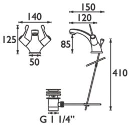 Bristan Lever Chrome 125mm Cloakroom Lever Mono Basin Mixer Tap  With Pop-Up Waste