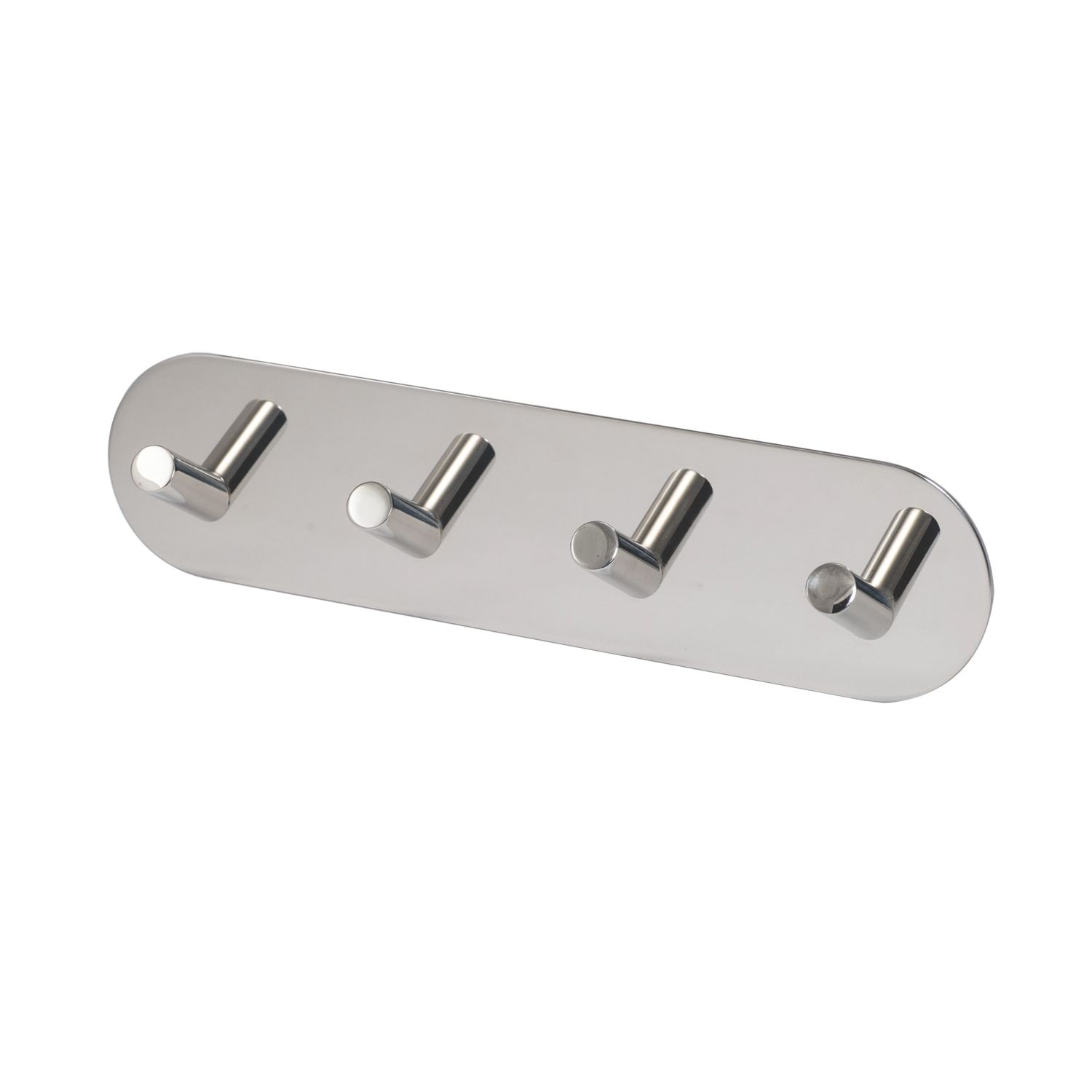 Eclipse 4-Hook Angled Coat Rail Polished Stainless Steel 191mm x 48mm (234KW)