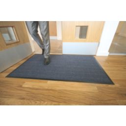 COBA Vyna-Plush Entrance Mat Black/Blue 1.2m x 0.9m x 7mm