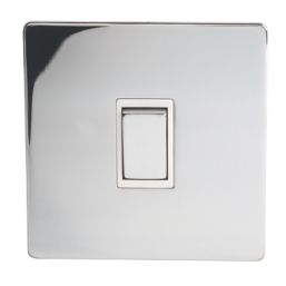 LAP  10AX 1-Gang 2-Way Light Switch  Polished Chrome with White Inserts