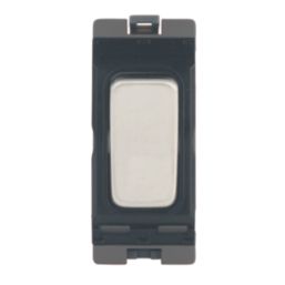 Hager Sollysta WMGS12BSB 20A Grid SP Control Switch Brushed Steel  with Black Inserts