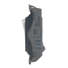 Hager Sollysta WMGS12BSB 20A Grid SP Control Switch Brushed Steel  with Black Inserts