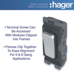 Hager Sollysta WMGS12BSB 20A Grid SP Control Switch Brushed Steel  with Black Inserts