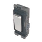 Hager Sollysta WMGS12BSB 20A Grid SP Control Switch Brushed Steel  with Black Inserts