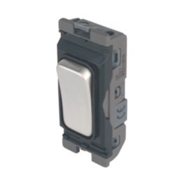 Hager Sollysta WMGS12BSB 20A Grid SP Control Switch Brushed Steel  with Black Inserts