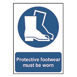 "Protective Footwear Must Be Worn" Sign 420mm x 297mm