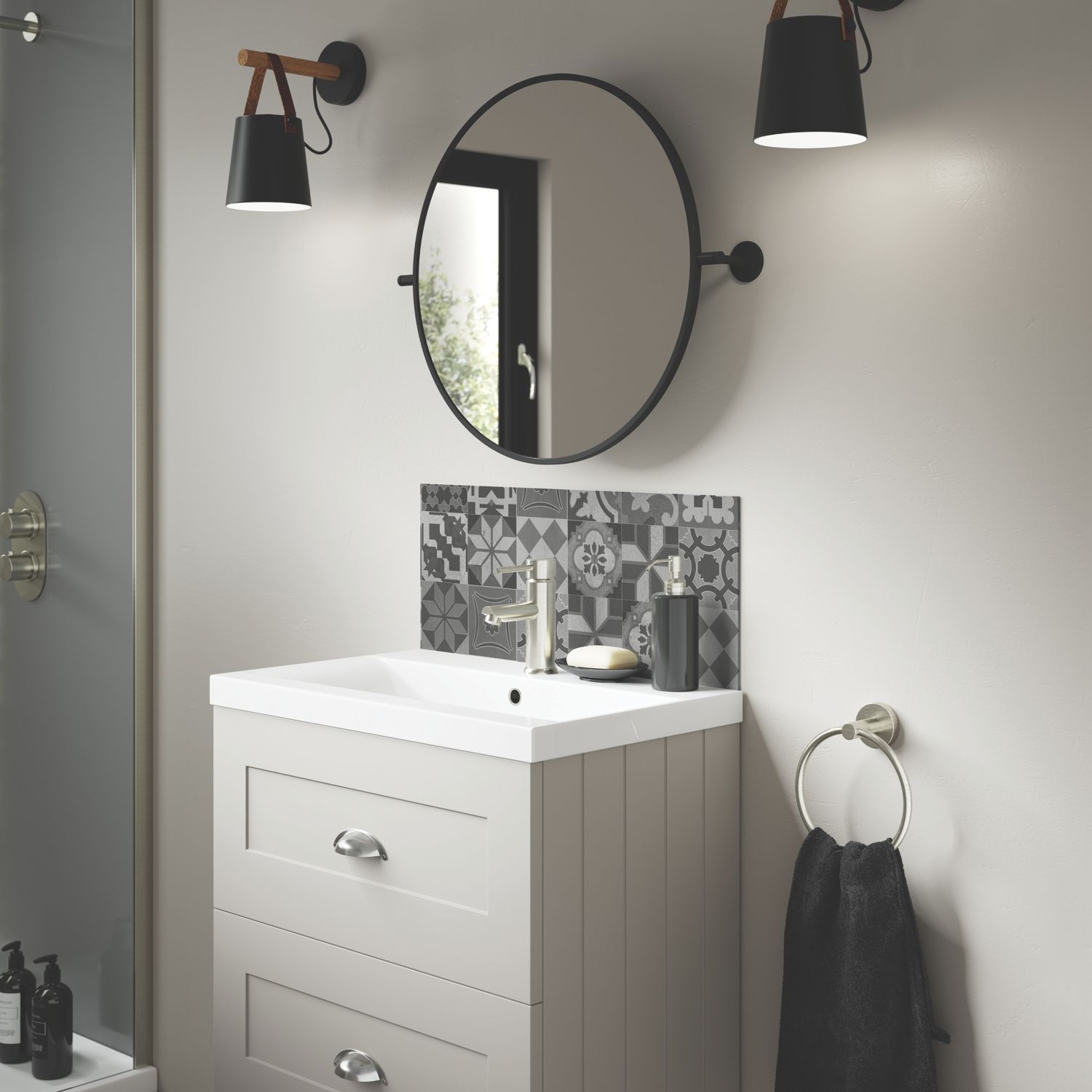 Splashwall Abruzzo Vanity Splashback Matt Grey 250mm x 600mm x 4mm (235KU)
