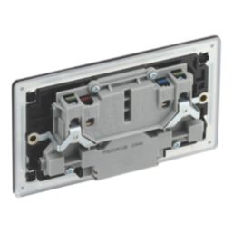 LAP  13A 2-Gang SP Switched Socket + 2.4A 12W 2-Outlet Type A & C USB Charger Matt Black with Black Inserts