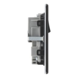 LAP  13A 2-Gang SP Switched Socket + 2.4A 12W 2-Outlet Type A & C USB Charger Matt Black with Black Inserts