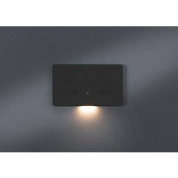 Knightsbridge  13A 2-Gang DP Switched Socket & Night Light Anthracite  with Black Inserts