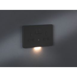 Knightsbridge  13A 2-Gang DP Switched Socket & Night Light Anthracite  with Black Inserts