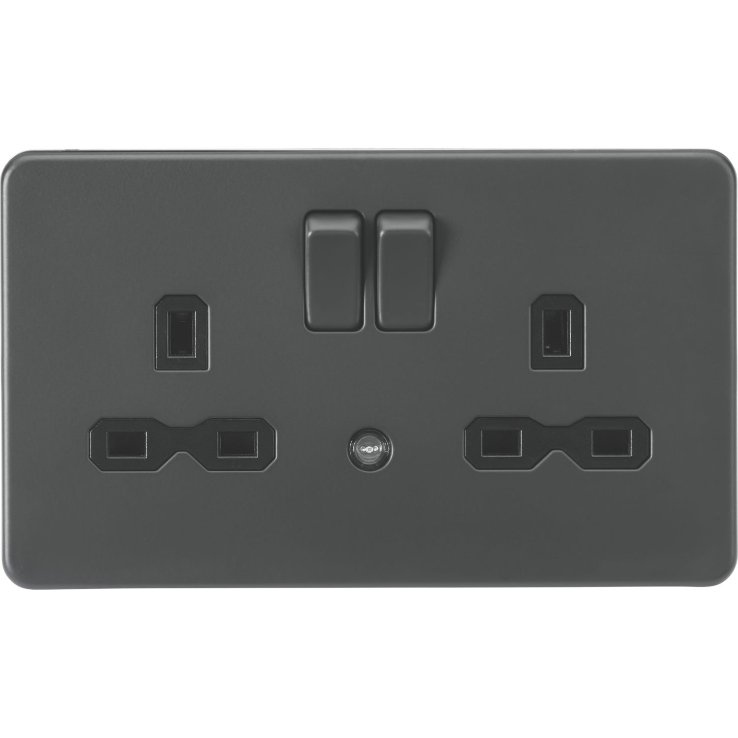 Knightsbridge 13A 2-Gang DP Switched Socket & Night Light Anthracite with Black Inserts (235PX)
