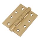 Smith & Locke  Brushed Brass Grade 11 Fire Rated Ball Bearing Hinges 102mm x 76mm 3 Pack