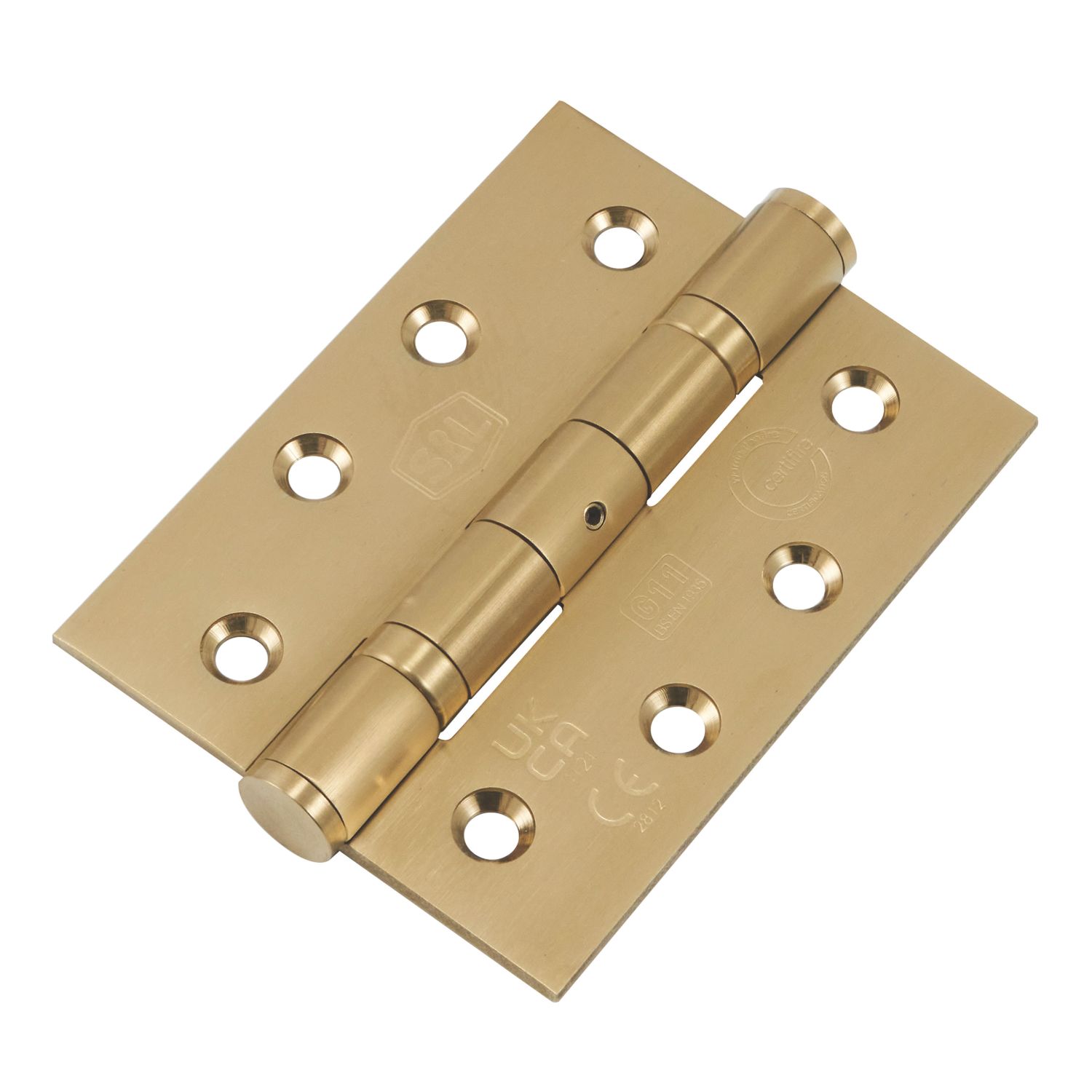 Smith & Locke Brushed Brass Grade 11 Fire Rated Ball Bearing Hinges 102mm x 76mm 3 Pack (235PY)