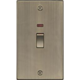 Knightsbridge  45A 2-Gang DP Control Switch Antique Brass with LED