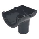 FloPlast MiniFlo uPVC Half Round Stop End Outlet Black 76mm x 50mm
