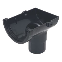 FloPlast MiniFlo uPVC Half Round Stop End Outlet Black 76mm x 50mm