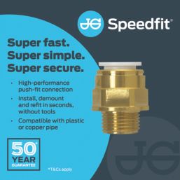 JG Speedfit Brass Push Fit Adapting Male Cylinder Coupler 15mm x 1 2 Screwfix