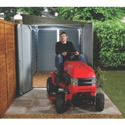 Trimetals Titan 960 6' 6" x 9' (Nominal) Pent Metal Motorbike Store Olive Green