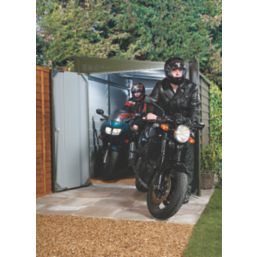 Trimetals Titan 960 6' 6" x 9' (Nominal) Pent Metal Motorbike Store Olive Green