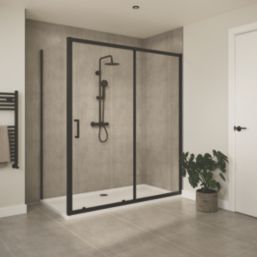 Essentials Semi-Framed Shower Enclosure Side Panel Matt Black 800mm