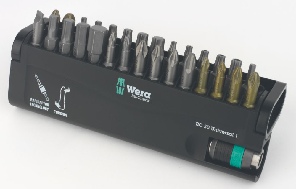 Wera BitCheck 30 Universal 1 1/4" Hex Shank Mixed Bit Set 30 Pieces