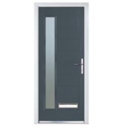 Crystal  Ladder 1-Light Left or Right-Handed Anthracite Grey Composite Front Door 2055mm x 920mm