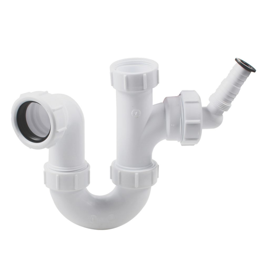 Flomasta P Trap w/ Single Appliance Inlet White 48mm - Screwfix
