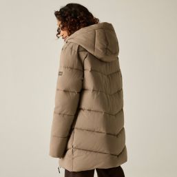 Regatta Faye Womens Hooded Long Puffer Coat Mocha - 4S8 Size 14